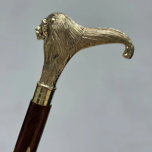 Canne de marche en bois et laiton poli, motif lion antique, 36 pouces, poignée en laiton, cadeau pour les grands-parents, nouveauté IBS - Product Image 1