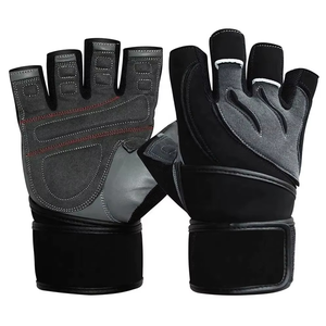 Hot Sale Breathable Anti <b>Slip</b> <b>Half</b> Finger Leather Adjustable Wrist Strap Quick Drying Cycling Gloves for Gym Sports Unisex - Product Image 2