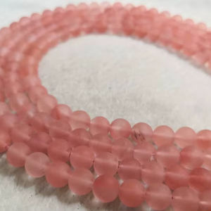 ลูกปัดหินควอตซ์เชอร์รี่แบบกลมเคลือบด้าน สำหรับทำเครื่องประดับ DIY ขายส่ง - Product Image 1