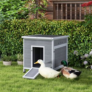 Pollaio in Legno 63,5 cm x 81,3 cm x 76,2 cm con Tetto Apribile, Fondo Rimovibile, Doppie Porte e Rampa per 2-4 Anatre e Galline - Gabbie per Animali - Product Image 2