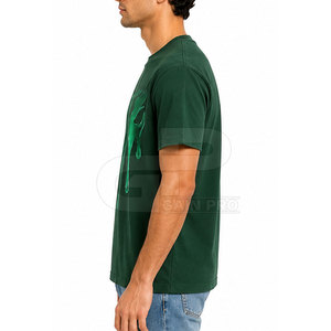 Camiseta de Algodón con Estampado Reflectante para Hombre, Estilo Urbano, Cuello Redondo, Holgada, Moda de Verano, Cómoda - Product Image 5