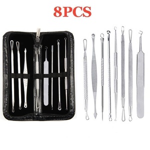 Kit de 8 Piezas para Extraer Puntos Negros y Espinillas, Herramienta de Eliminación de Acné por Succión al Vacío, Color Negro - Product Image 1