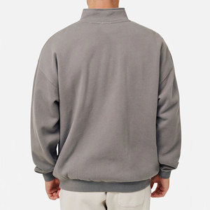 Sudadera de forro polar para hombre, oversize, con media cremallera, cuello alto, color liso, estilo casual para otoño, ajuste regular, jersey de punto - Product Image 1