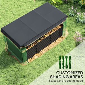 Jardinière surélevée en acier galvanisé gris foncé avec cage de protection et toile d'ombrage pour fleurs, légumes et herbes - Product Image 5
