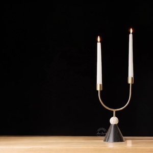 New Design <b>Aluminum</b> Candle Holder with Gold Finished and Marble Base Great Quality Use for Home and Restaurant Tabletop Decor - Product Image 1