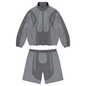 320 GSM Premium Polyester Interlock Cut Sew Panel Tracksuit Custom Sublimation Logo Windbreaker Shorts for Men - Product Image 2