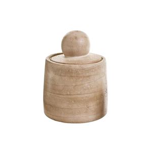 Grand pot de rangement en ciment travertin beige avec couvercle pour la cuisine, la décoration de la maison et une utilisation décorative - Product Image 1