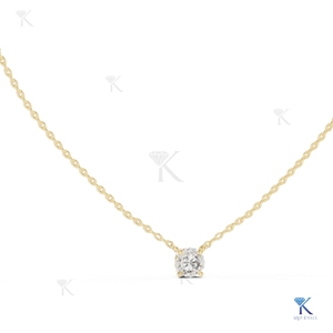 Collar con Colgante de Diamante Cultivado en Laboratorio de 0.85 CT, Corte Redondo, Base Cuadrada, Oro Sólido de 14K/18K, Estilo Minimalista y Delicado para Uso Diario - Product Image 1
