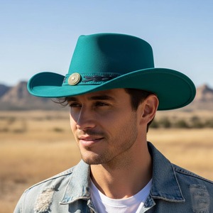 Cowboy genuine leather <b>hat</b> Custom western outback <b>hat</b> Australian style outdoor <b>hat</b> Men's leather cowboy <b>hat</b> - Product Image 5