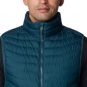 Men's Teal Quilted <b>Long</b> <b>Sleeve</b> <b>Vest</b> Zipper Front Windproof Casual Autumn Wear Polyester Filling Stand Collar Outdoor Breathable - Product Image 6
