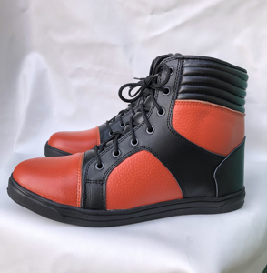 Red & Black Leather Fashion Shoes Unisex <b>Sneakers</b> Lace up Shoes Casual Wear Shoes - Product Image 1