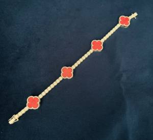 Pulsera de tenis de lujo de plata de ley 925 con trébol rosa y piedras de moissanita de corte brillante redondo, estilo hip hop, unisex - Product Image 3