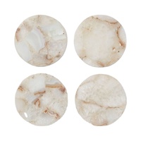 Nouveaux sous-verres en marbre blanc de qualité supérieure Lot de 4 sous-verres en pierre absorbante pour les boissons et la protection de la table Sous-verres élégants de luxe