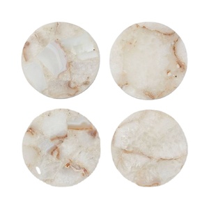 Nouveaux sous-verres en marbre blanc de qualité supérieure Lot de 4 sous-verres en pierre absorbante pour les boissons et la protection de la table Sous-verres élégants de luxe - Product Image 1
