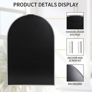 Modern Dresser Wall <b>Mirror</b> 24\" 36\" <b>Silver</b> Arched Bathroom <b>Mirror</b> with Deep <b>Frame</b> Bedr Decor Metal Wall Mounted - Product Image 5