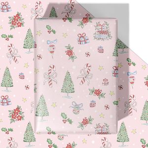4 Fogli Giganti di Carta da Regalo Rosa per Natale, 28-40 Pollici, per Confezioni Regalo con Bastoncini di Zucchero - Product Image 2