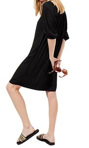 เดรสมิดิเปิดไหล่สีดำสำหรับผู้หญิงชุดปาร์ตี้ตอนเย็นมีสไตล์ - Product Image 3