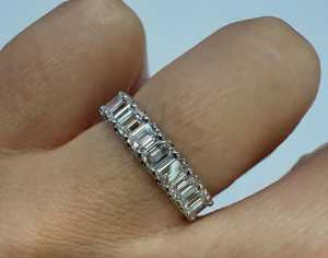 Half Eternity Wedding <b>Band</b> 10k 14k 18k Solid Gold Stackable Everyday Wear Wedding Anniversary <b>Ring</b> <b>Emerald</b> Cut Lab Grown Diamond - Product Image 4