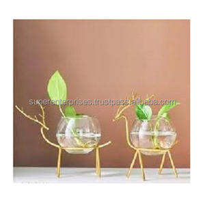 Suministros de jardín Macetas de vidrio Soporte de latón de metal Atractivo interior Balcón Decoración de jardín Plantación antigua Tamaño estándar a granel - Product Image 1