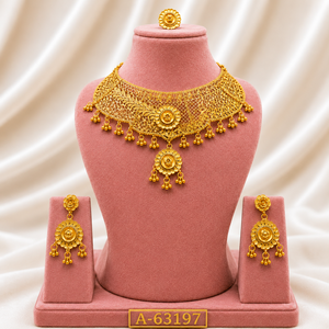 Wholesale Traditional Gold Color Bridal Necklace <b>Set</b> with Matching Drop Earrings A-63197 - Product Image 5