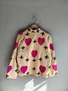 Heart Pattern Embroidered Velvet Jacket <b>Women</b> Autumn Stand Collar Full Sleeve Bohemian Style <b>Coat</b> Handmade Design GIFT <b>FOR</b> HER - Product Image 6