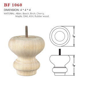 Pieds de meubles classiques en bois massif tourné, pieds de canapé, de table, de meuble, pièces de rechange pour meubles, fabricant OEM - Product Image 6