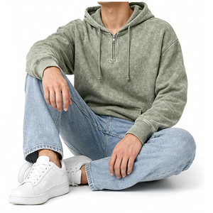 Sweat-shirt vintage personnalisé à col zippé, unisexe, en molleton épais, style streetwear, fabrication OEM de vêtements - Product Image 6