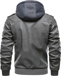Chaqueta de Motociclista Delgada de Cuero PU para Hombre, con Cierre Frontal, Cuello Alto, Color Sólido, Manga Regular, Relleno de Poliéster, Estilo Otoñal - Product Image 6