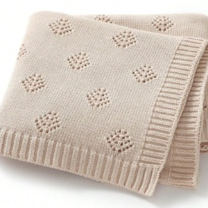 Couverture bébé en coton léger tricoté à 100% |   Couverture pour enfants douce et respirante 70×100 cm pour berceau, lit, poussette et voyage - Product Image 1