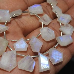 พลอยมูนสโตนสีรุ้งสีขาวแบบเหลี่ยมเพชรพลอยแบบแฟนซี briolette 14ชิ้นเส้นใยยาว10-15มม. สำหรับทำเครื่องประดับหินธรรมชาติ - Product Image 1
