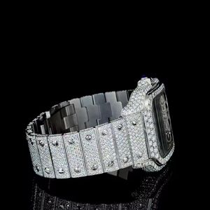 Reloj de Lujo con Esfera Cuadrada Esqueletizada y Diamantes para Hombre, Completamente Cubierto de Circonitas, Estilo Hip Hop, Acero Inoxidable, Automático, SEIKO - Product Image 1