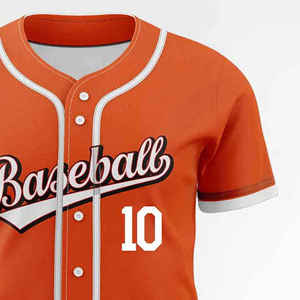 Maillot de baseball d'été ODM orange et blanc avec numéro 10, impression sérigraphique, séchage rapide, chemise décontractée sportive à manches courtes pour homme - Product Image 6