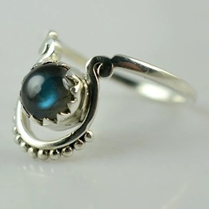 <b>Labradorite</b> <b>Ring</b> 925 Sterling Silver Handmade Boho Statement Promise Jewelry for Women Natural Round Shape Gemstone Jewelry - Product Image 4