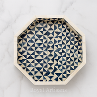 Royal Artisans fait à la main en os noir incrustation plateau de service décoratif rectangle design luxe décor à la maison Ramadan cadeau de Noël