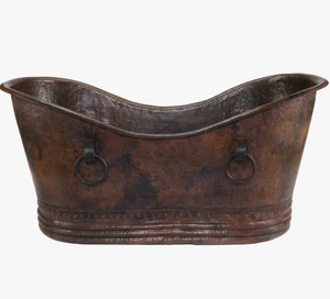 อ่างอาบน้ำทองแดงแบบตั้งเดี่ยวสุดหรูติดตั้งในห้องน้ำดีไซน์ด้วยค้อน - Product Image 5