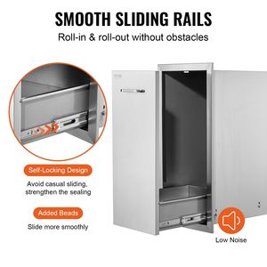 Cassetto scorrevole inferiore in acciaio inossidabile per bidone della spazzatura da 13.6Lx26Hx19.3P pollici, con guide scorrevoli, per cucina esterna, con vassoio e cestello per rifiuti - Product Image 5