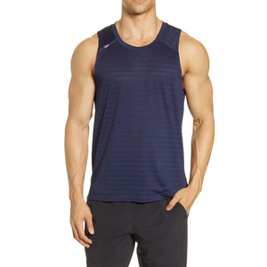 Camiseta sin mangas para hombre, color azul marino, cuello redondo, tejido de punto, color sólido, de secado rápido, deportiva, para entrenamiento. - Product Image 5