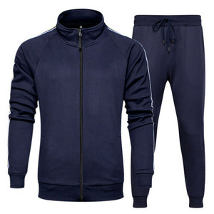 <b>Men's</b> <b>Navy</b> Blue Tracksuit Full Zip Jacket With Side Pockets And Matching <b>Joggers</b> Casual Solid Color Autumn Wear - Product Image 4