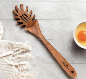 Juego de utensilios de madera de teca Natural de gran venta para cocinar cucharas de madera para cocina juego de utensilios antiadherentes DE LA India - Product Image 1