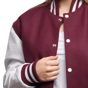 Chaqueta Varsity Unisex Personalizada de Corte Ajustado, Exterior de Lana/Viscosa, Forro de Lana, Cuello Mao, Tela de Lona de 320g, Parte Delantera Estampada, Invierno - Product Image 3