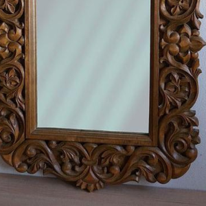 Luxury Handcrafted Solid Wood Wall <b>Mirror</b> Frame Ornate Royal Victorian Floral Scroll Carving Brown - Product Image 3
