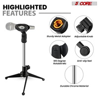 Support de microphone réglable à 5 brins, trépied de table portable de 12 pouces pour micro