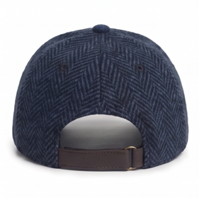 Casquette de baseball unisexe en laine à chevrons, visière en cuir bleu foncé, style anglais, décontractée, printemps-automne, adulte - Product Image 2