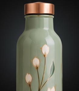 Botella de Agua de Cobre Esmaltado Hecha a Mano al por Mayor, con Arte Floral, Ayurvédica, Antiderrames, Ecológica, para Gimnasio, Yoga y Oficina - Product Image 4