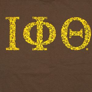 T-shirt graphique Iota Phi Theta marron et or, vêtement grec de fraternité, en coton premium, coupe élégante pour tous les jours - Product Image 2