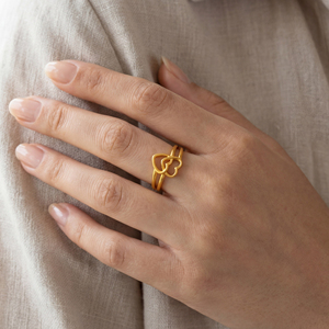 Bague en or « Âmes connectées » - Bague en or double cœur de luxe pour femmes - Bague ouverte réglable - Bijoux romantiques tendance - Cadeau d'anniversaire - Product Image 2