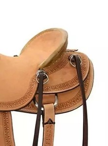 PRIMEFIELD ENTERPRISES PE-HSP-002 Silla de montar western de cuero de alta calidad con estructura de madera, herrajes de latón, color bronce, personalizable - Product Image 2