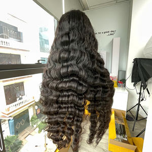 Peluca de ondas profundas largas hecha con cabello virgen crudo, cabello vietnamita de lujo con envío rápido, cabello humano súper doble crudo. - Product Image 1