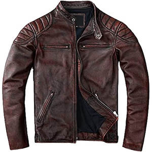 แจ็คเก็ตหนังผู้ชายดีไซน์พรีเมียม สไตล์วินเทอร์ แห้งเร็ว ระบายอากาศได้ดี คอตั้ง ปรับแต่งได้ตามต้องการ บริการ OEM - Product Image 1