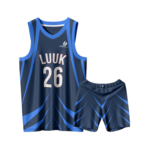 Ensemble de maillot et short de basketball léger à col en V avec motifs imprimés intégraux, anti-humidité, pour adultes - Product Image 1